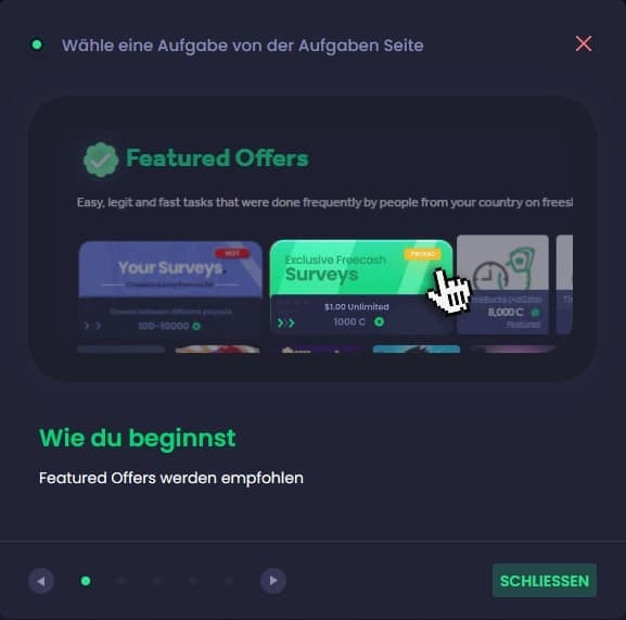 Freecash Funktionsweise