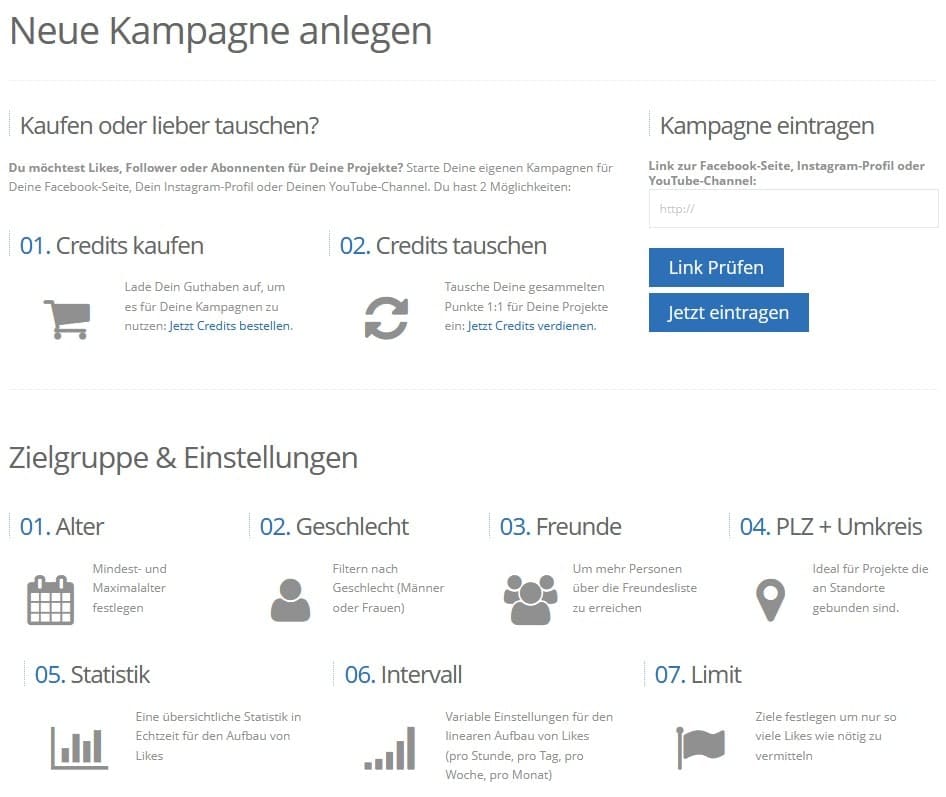 Paidlikes Kampagne anlegen