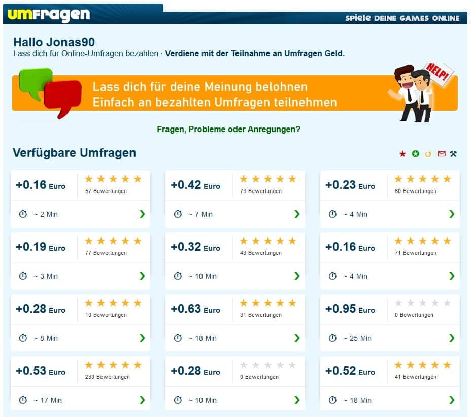 Spielesite Umfragen